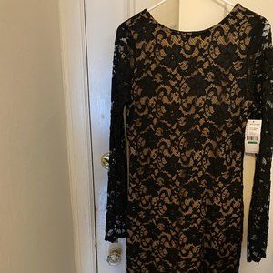 Karen Kane Black Lace Dress, Long Sleeve, Size Large NWT